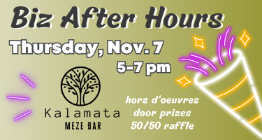 a flyer for a biz after hours event